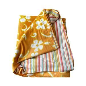 Pottery Barn Teen Reversible Twin Duvet Cover Orange Floral Striped